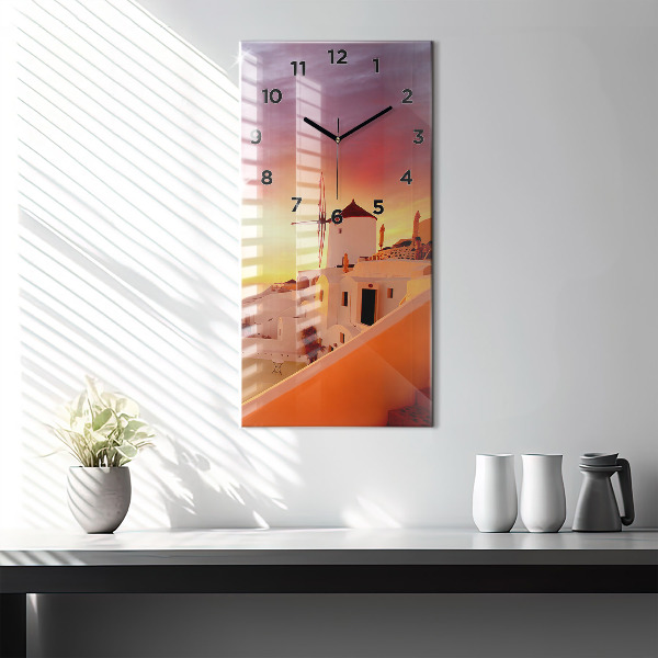 Horloge rectangulaire verticale Vieux moulin à vent à Santorin
