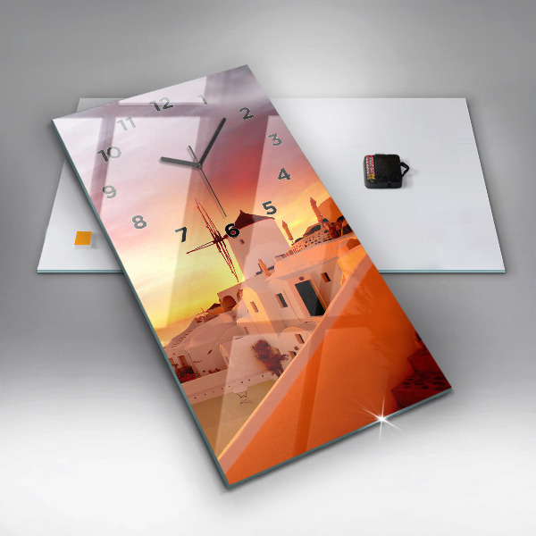 Horloge rectangulaire verticale Vieux moulin à vent à Santorin
