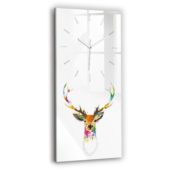 Horloge rectangulaire verticale Tête de cerf colorée