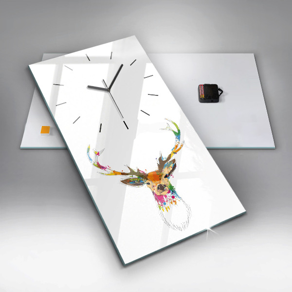 Horloge rectangulaire verticale Tête de cerf colorée