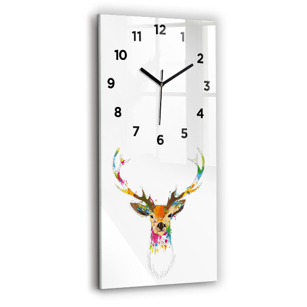 Horloge rectangulaire verticale Tête de cerf colorée