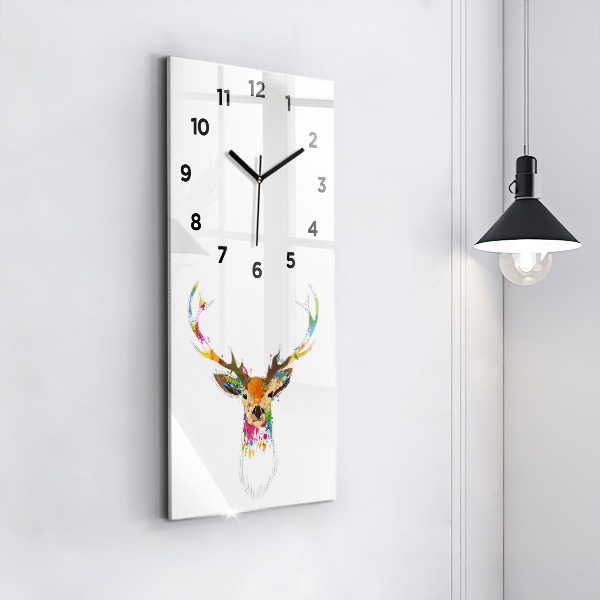 Horloge rectangulaire verticale Tête de cerf colorée