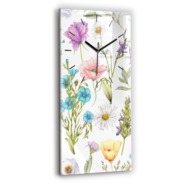 Horloge rectangulaire verticale Composition florale