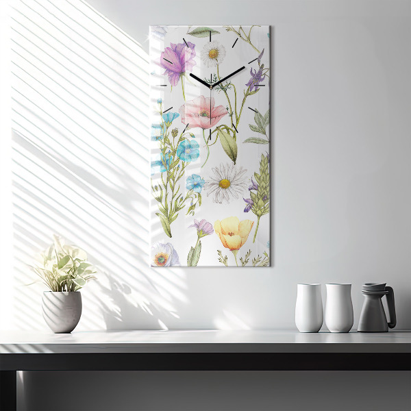 Horloge rectangulaire verticale Composition florale