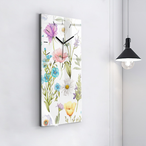 Horloge rectangulaire verticale Composition florale