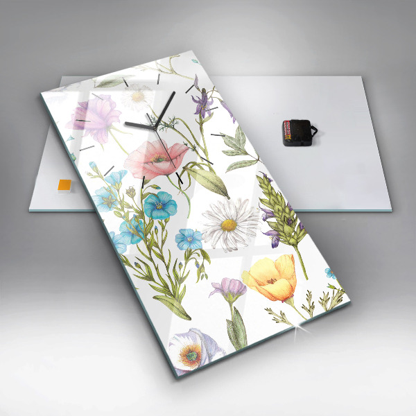 Horloge rectangulaire verticale Composition florale