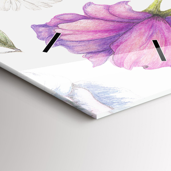 Horloge rectangulaire verticale Composition florale