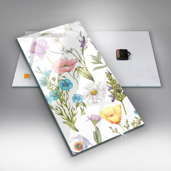 Horloge rectangulaire verticale Composition florale