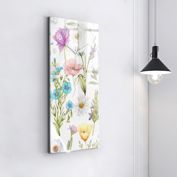 Horloge rectangulaire verticale Composition florale