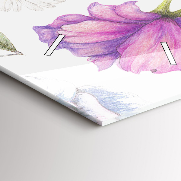 Horloge rectangulaire verticale Composition florale