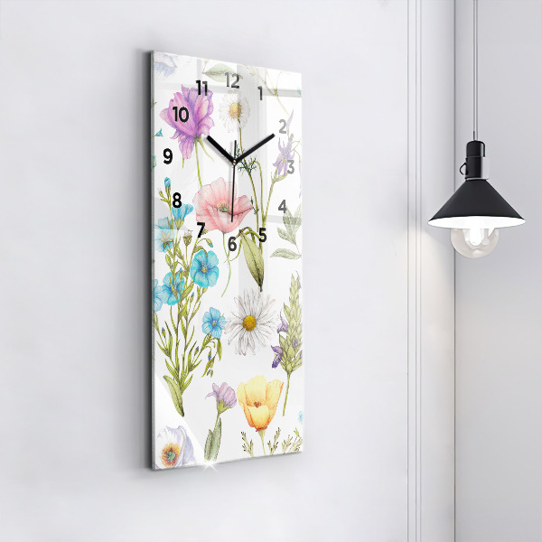 Horloge rectangulaire verticale Composition florale
