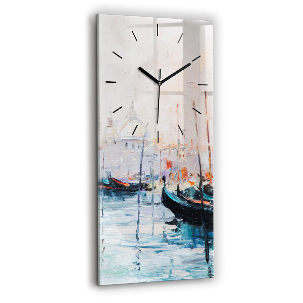 Horloge rectangulaire verticale 'Peinture à l''huile yacht mer'