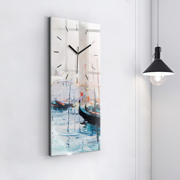 Horloge rectangulaire verticale 'Peinture à l''huile yacht mer'