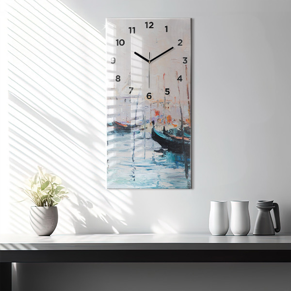 Horloge rectangulaire verticale 'Peinture à l''huile yacht mer'