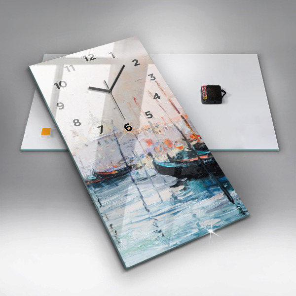Horloge rectangulaire verticale 'Peinture à l''huile yacht mer'