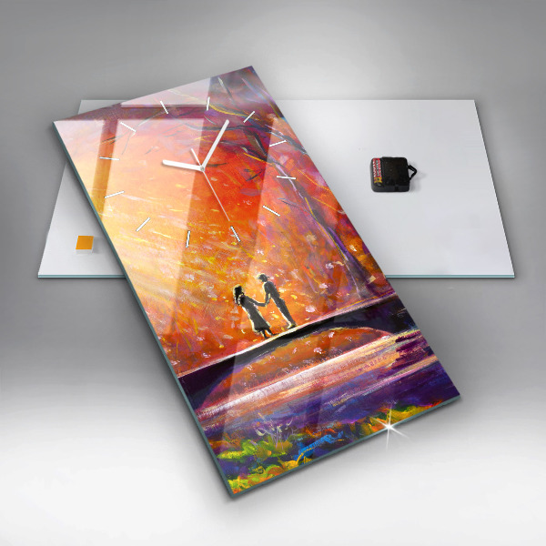 Horloge murale verticale Couple dans la forêt