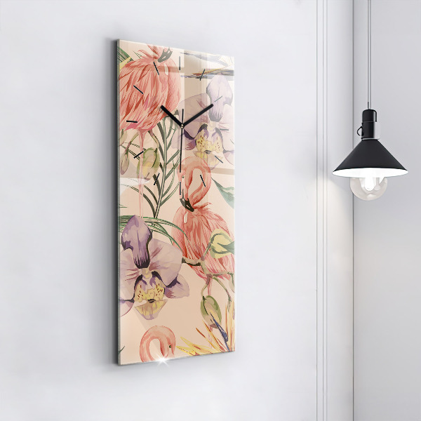 Horloge murale verticale Feuilles de palmier tropicales