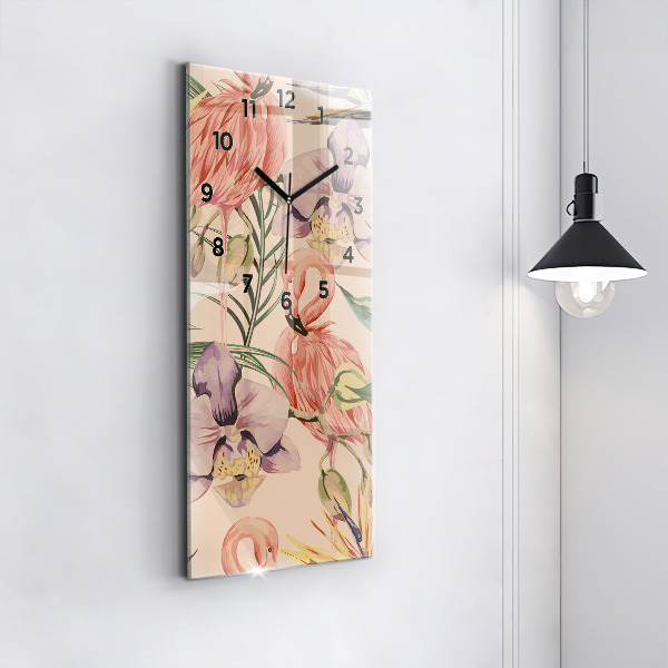 Horloge murale verticale Feuilles de palmier tropicales