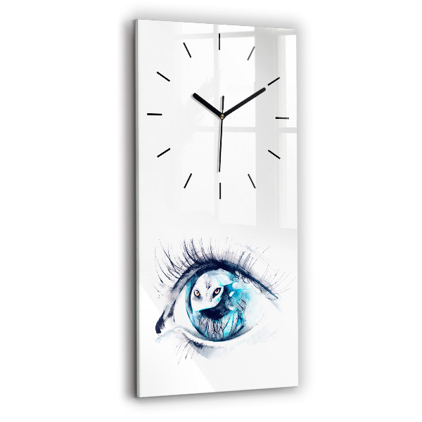 Horloge rectangulaire verticale 'Illustration de l''œil de loup'