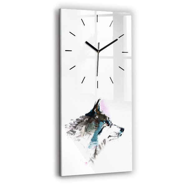 Horloge rectangulaire verticale Profil de loup peint