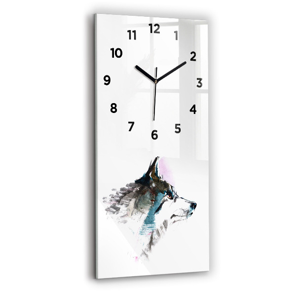 Horloge rectangulaire verticale Profil de loup peint