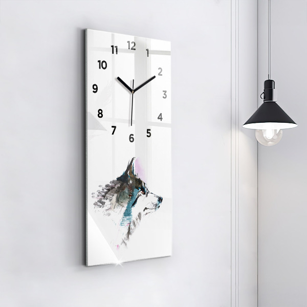 Horloge rectangulaire verticale Profil de loup peint
