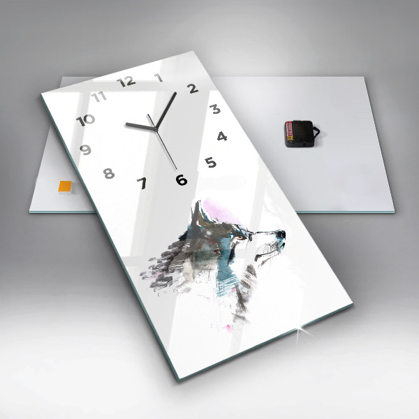 Horloge rectangulaire verticale Profil de loup peint