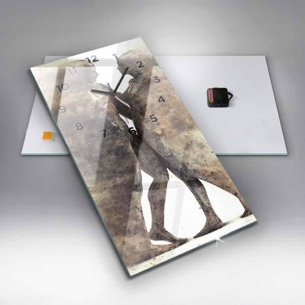 Horloge rectangulaire verticale Personnes abstraites sable