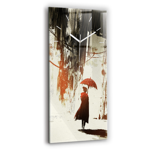 Horloge rectangulaire verticale Femme par une nuit pluvieuse