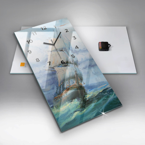 Horloge rectangulaire verticale 'Un bateau sur l''eau'