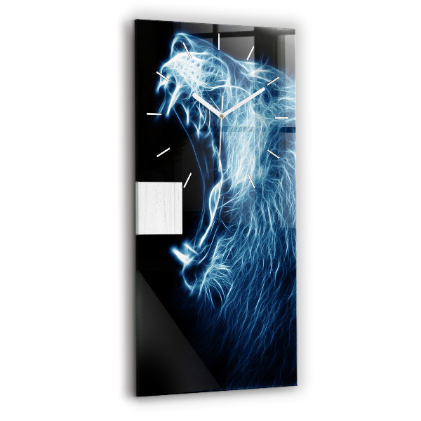 Horloge rectangulaire verticale Lion sauvage