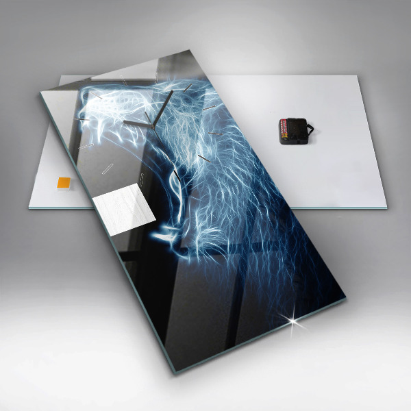 Horloge rectangulaire verticale Lion sauvage