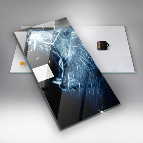 Horloge rectangulaire verticale Lion sauvage