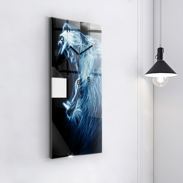 Horloge rectangulaire verticale Lion sauvage