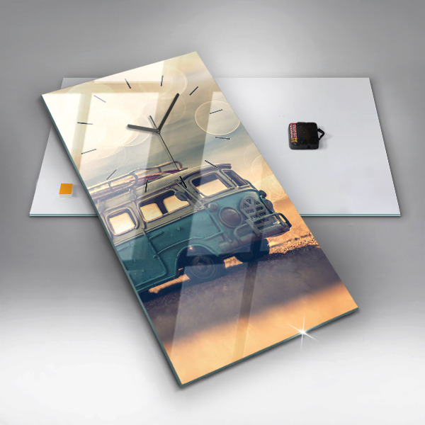 Horloge rectangulaire verticale Camping-car sur la plage