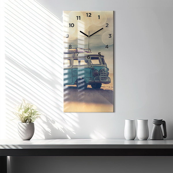 Horloge rectangulaire verticale Camping-car sur la plage