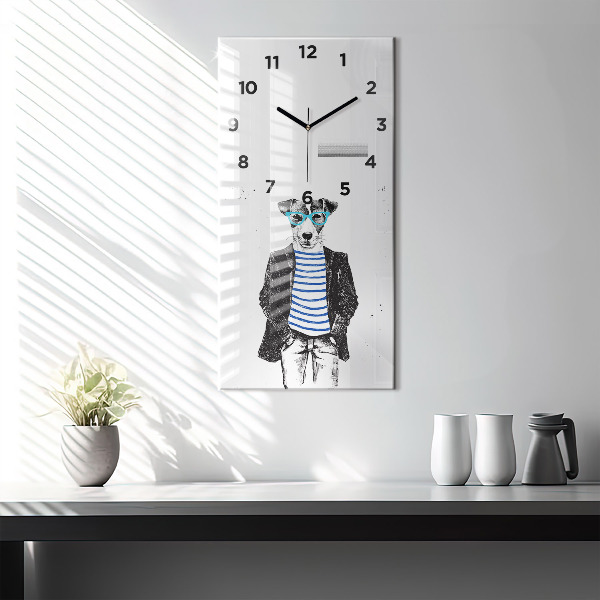 Horloge rectangulaire verticale Un chien dans un corps humain