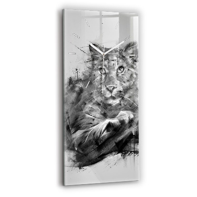 Horloge rectangulaire verticale Lion peint