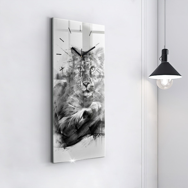 Horloge rectangulaire verticale Lion peint