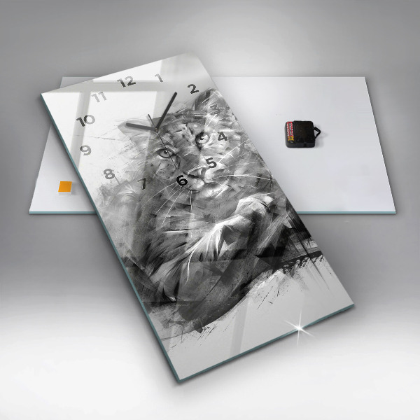 Horloge rectangulaire verticale Lion peint