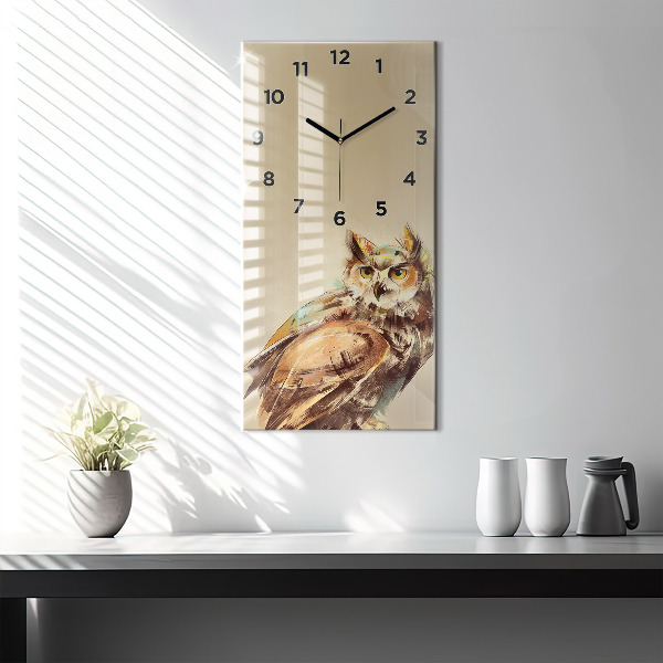 Horloge rectangulaire verticale Hibou - un signe de sagesse
