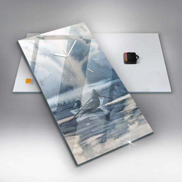 Horloge rectangulaire verticale 'Lac d''hiver de Łódka'