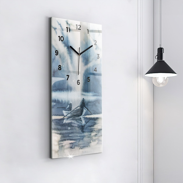 Horloge rectangulaire verticale 'Lac d''hiver de Łódka'