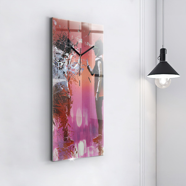 Horloge rectangulaire verticale Cyberespace