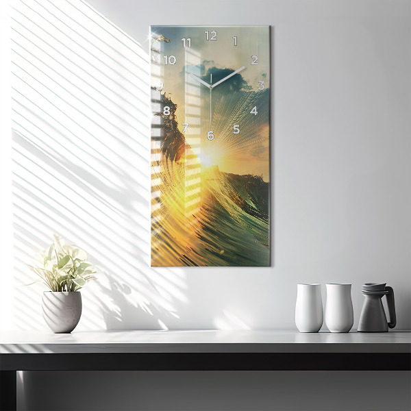 Horloge rectangulaire verticale Perspective du coucher de soleil sur les vagues