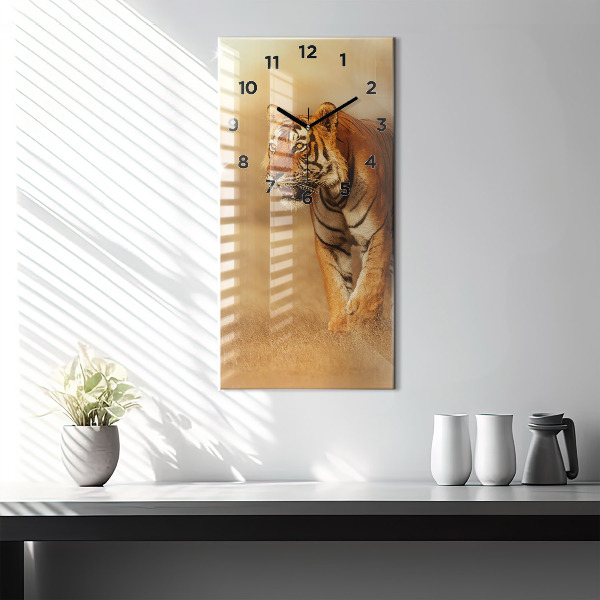 Horloge rectangulaire verticale Chasse au tigre