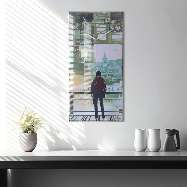 Horloge rectangulaire verticale Cyberpunk