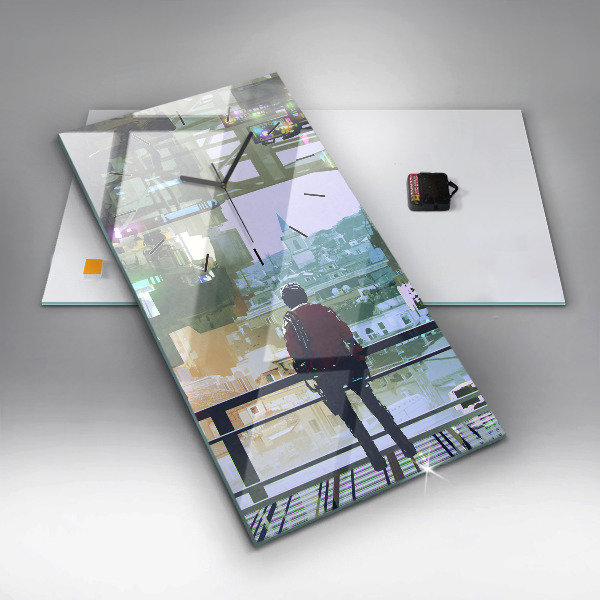 Horloge rectangulaire verticale Cyberpunk