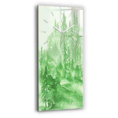 Horloge rectangulaire verticale Peinture de forêt verte