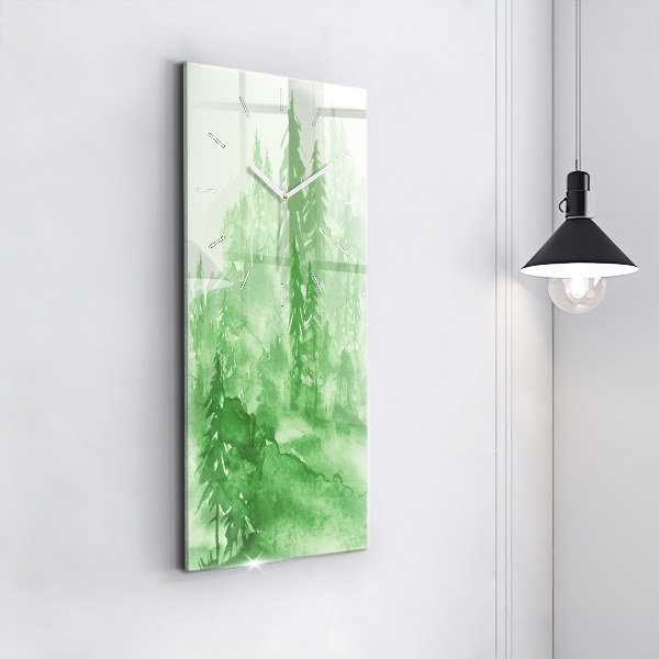 Horloge rectangulaire verticale Peinture de forêt verte